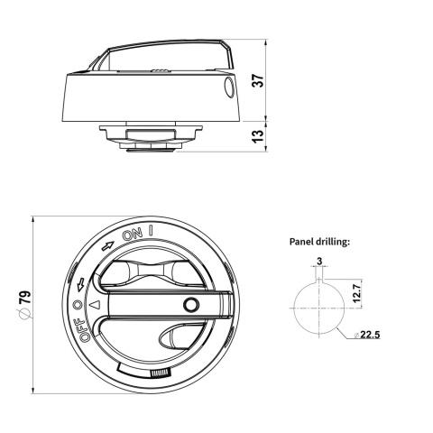 Uchwyt / pokrętło Katko LK10YR żółto-czerwony 0-1 do rozłączników KU
