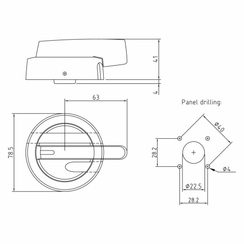 Rączka obrotowa Katko LK11ULYR 0-1 żółto-czerwona do wyłączników KU LSF KKV